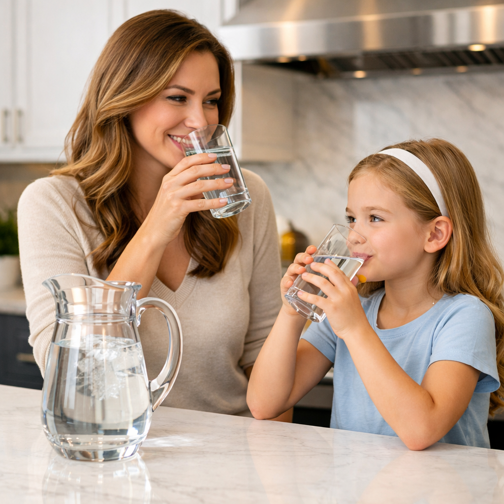 Family enjoying clean, pH-balanced water